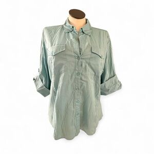 Caribbean Joe Aqua Button-Up Shirt Size 1X
